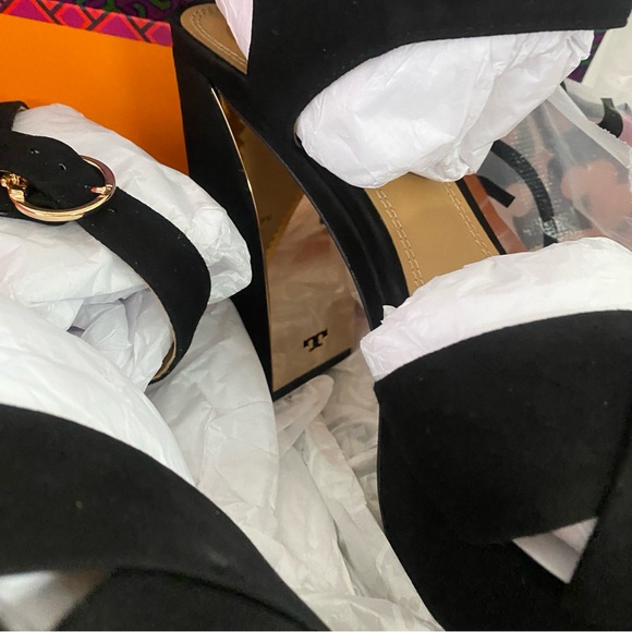 Tory Burch Loretta 115mm Platform sandals black heels Women’s 8.5 Suede - Picture 4 of 11